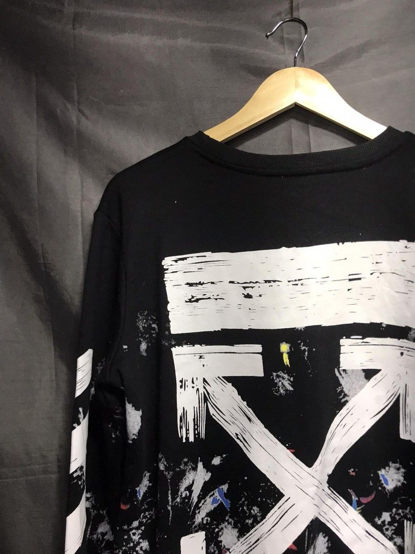 OFF WHITE DIAGONAL GALAXY BRUSHED CREW SWEATSHIRT Luxury Apparel