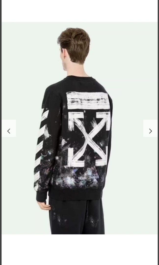 OFF WHITE DIAGONAL GALAXY BRUSHED CREW SWEATSHIRT Luxury Apparel