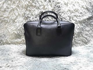 Pedro Black Leather Zipper Laptop Bag