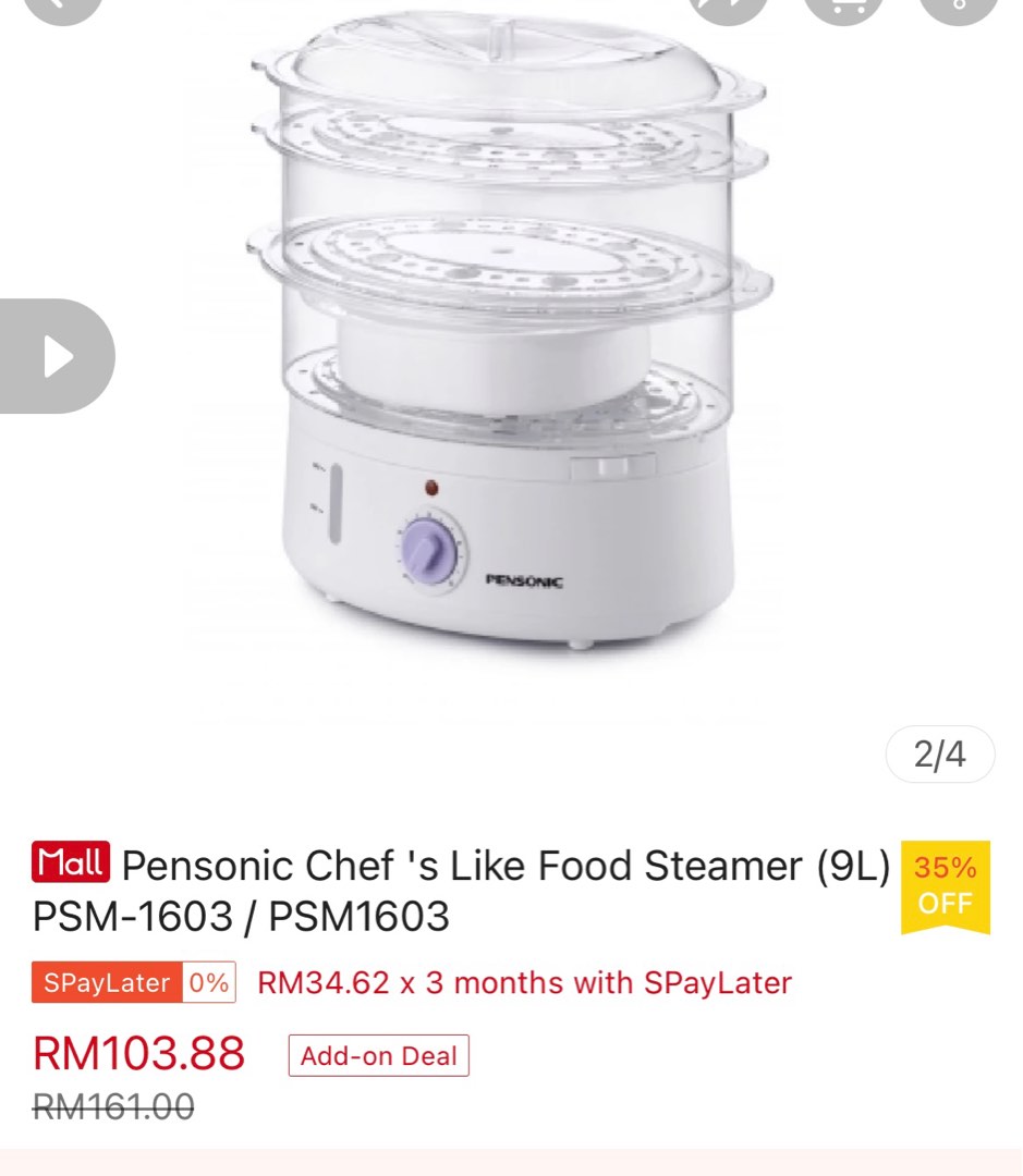 PENSONIC FOOD STEAMER PSM1603, TV & Home Appliances, Kitchen Appliances