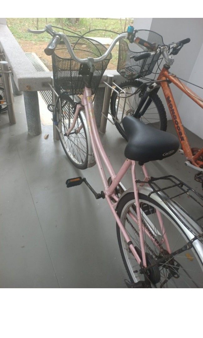 Pink Bicycle adults with basket and bell