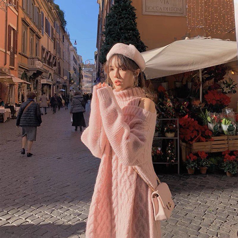 Pink Oversized Winter Dress Women s Fashion Dresses Sets