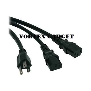 Powercord Y Splitter Cable 10A 2m (Nema 5-15P to 2x C13)