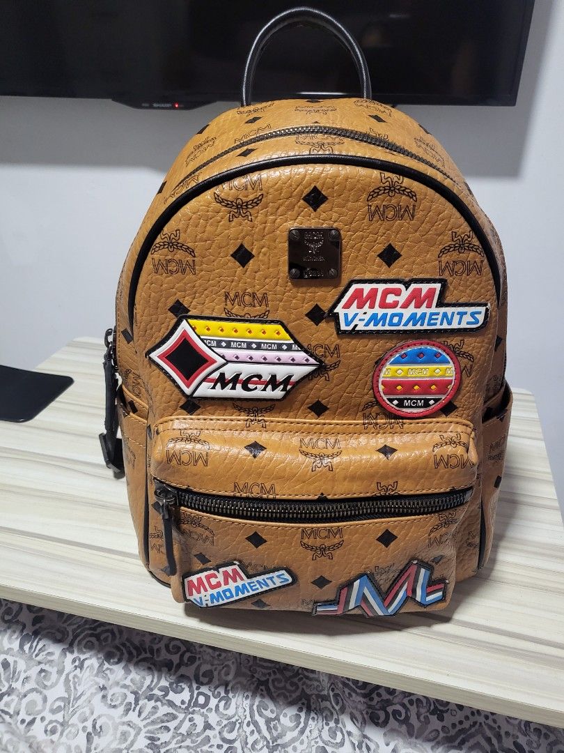 MCM, Bags, Mcm Cognac Victory Patch Visetos Shoulder Bag