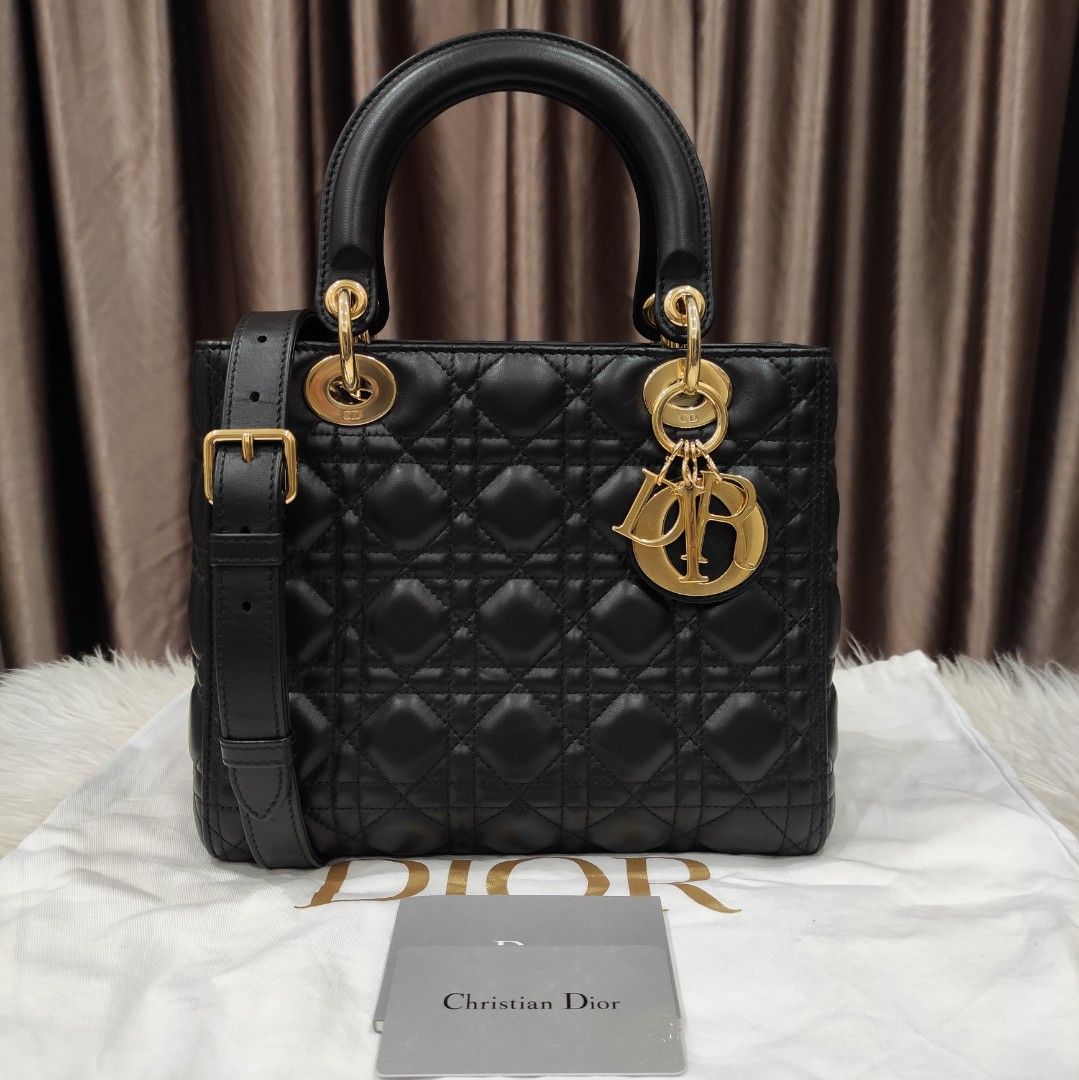 Christian Dior Powder Pink Lambskin Medium Lady Dior LGHW, Luxury, Bags &  Wallets on Carousell