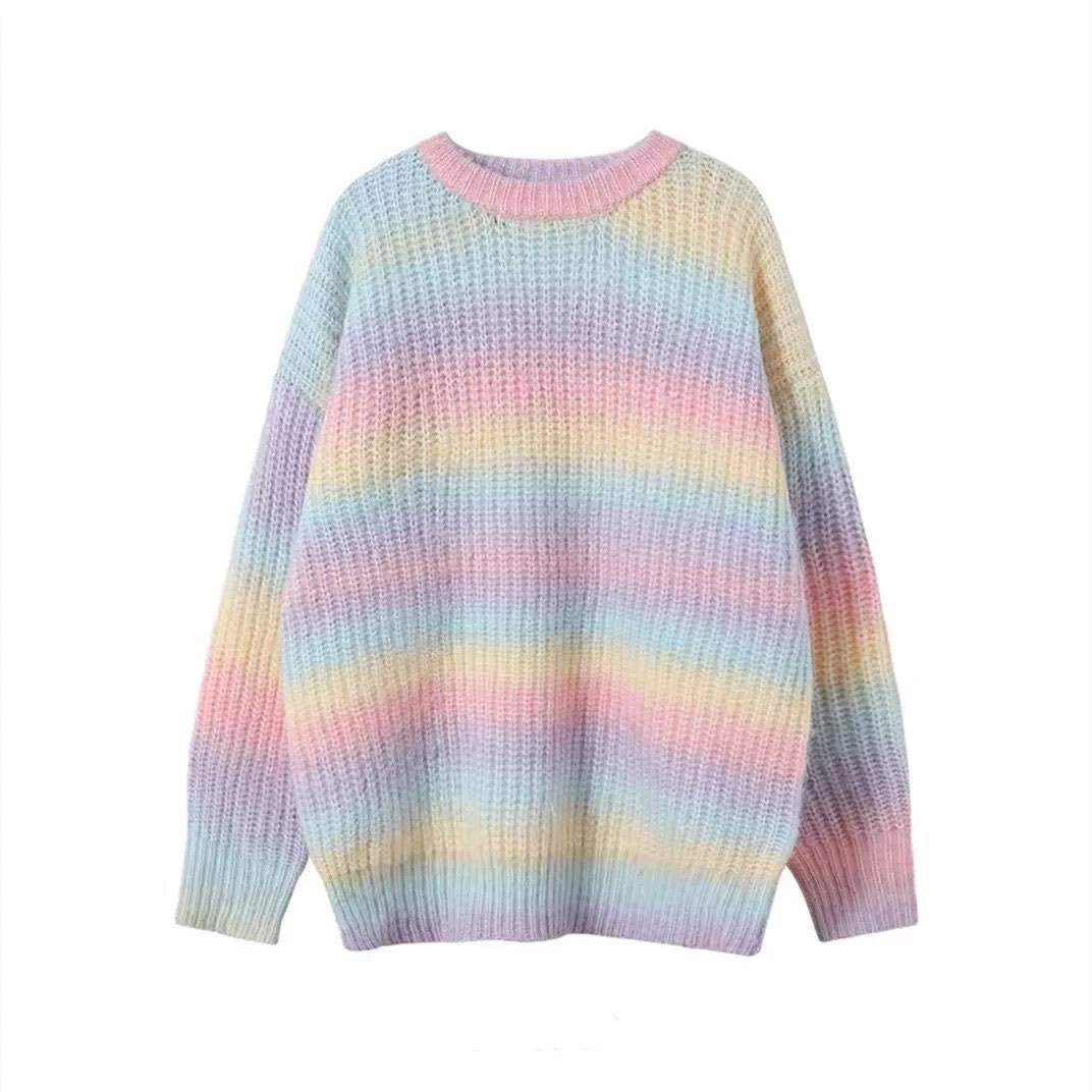 Oversized rainbow hot sale knit sweater