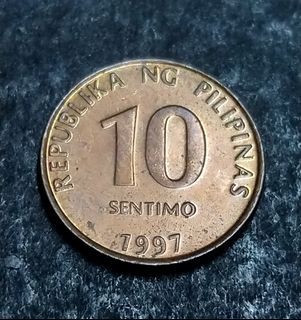 Rare: 1997 Philippines 10 sentimos old coin aUncirculated condition