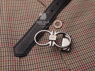 Checkered, Real Leather Brown Belt 1.5 inch/38mm, Sizes - S, M, L, XL (Interchangeable Buckle)