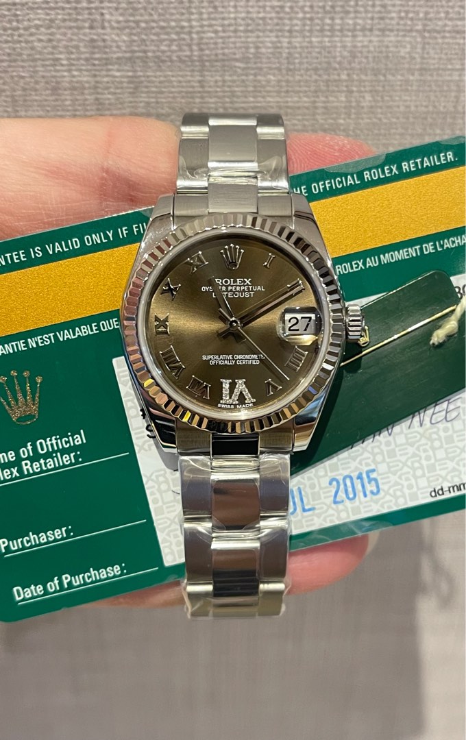 Rolex Datejust 31 18K Yellow Gold/Steel Green Diamond VI Ladies Watch '20 278273