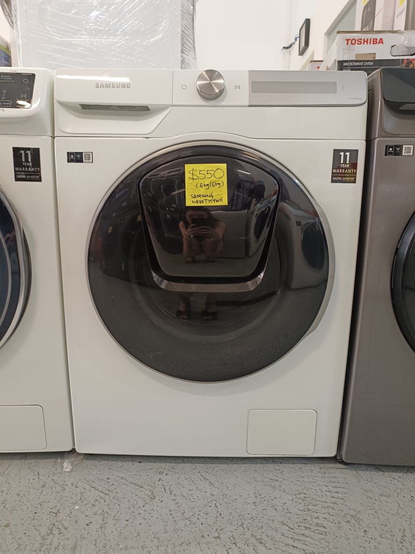 Samsung 8kg/6kg Washer Dryer Combo WD80T754DWH, TV & Home Appliances