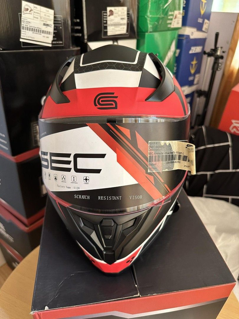 SEC Helmet ArMada Red Hive Motorbikes Motorbike Parts