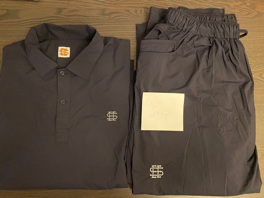 SEESEE Big Nylon Polo Shirt and Pants Navy , Made in Japan, 男裝