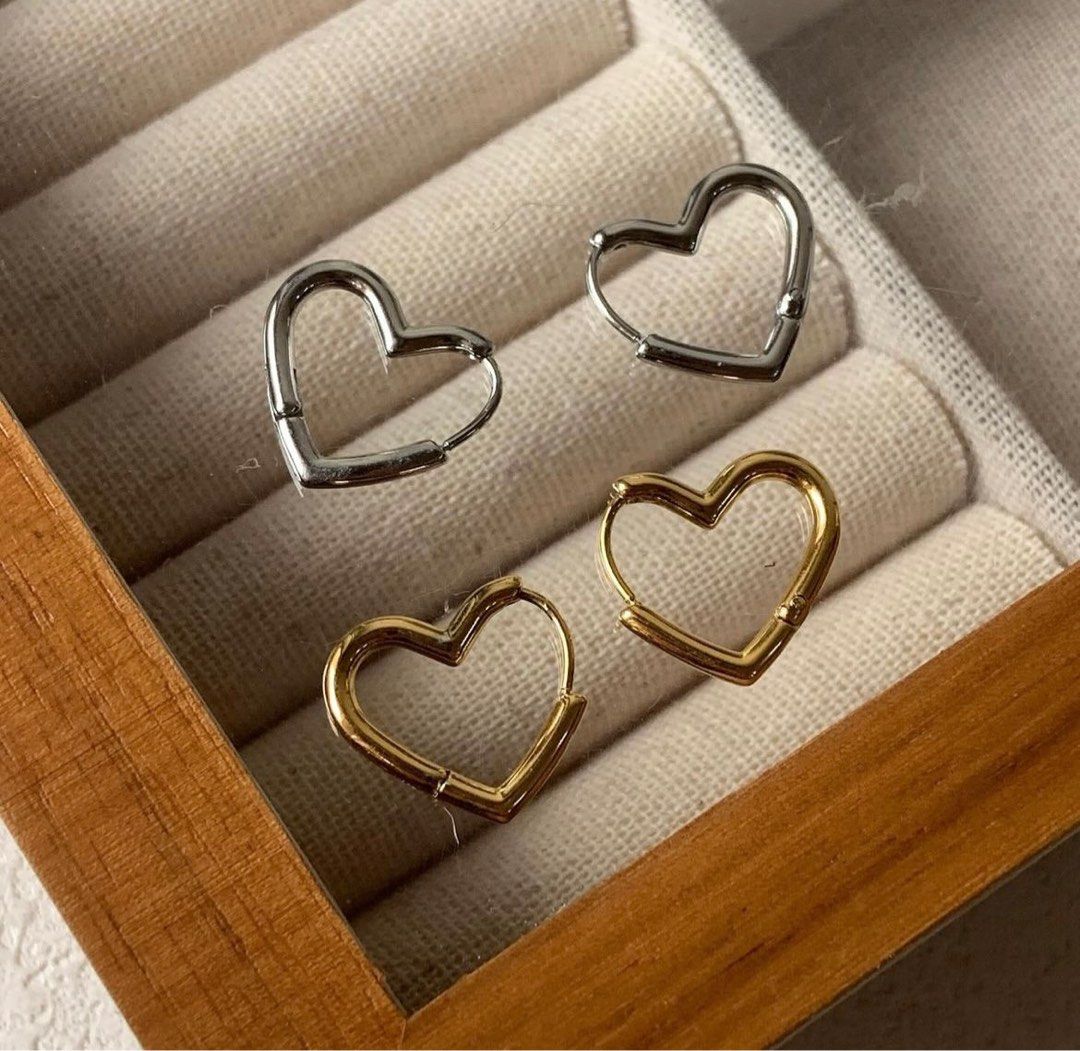 Gold love heart best sale earrings