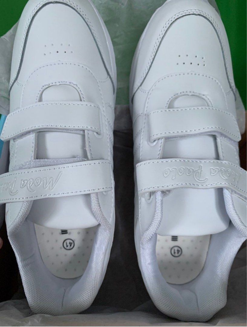 Size 41 Quality Pure White Velcro Strap Shoes Men s Fashion