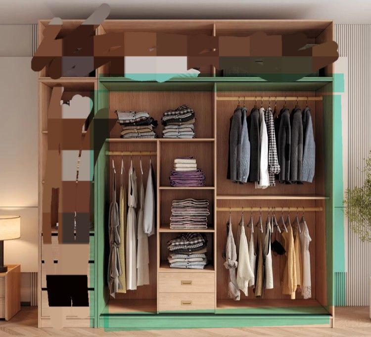Sliding Door Wooden Wardrobe (Japandi, Nordic, Wabi Sabi), Furniture