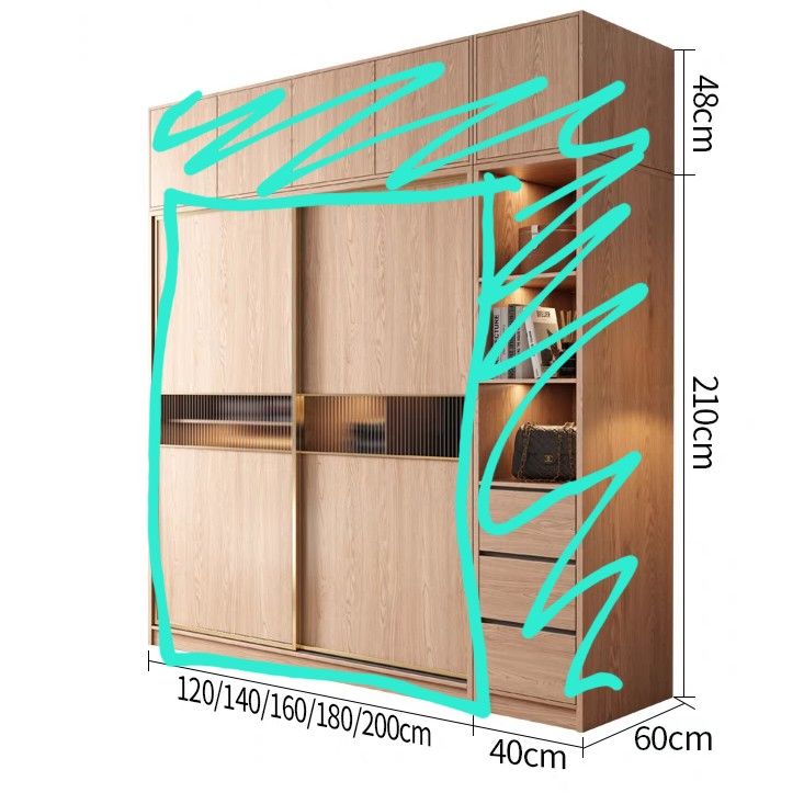 Sliding Door Wooden Wardrobe (Japandi, Nordic, Wabi Sabi), Furniture