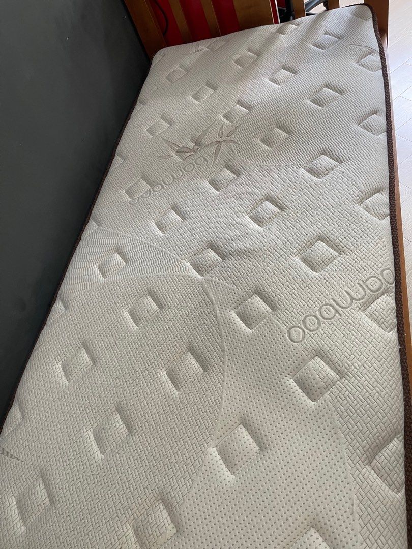 Solid wood Single bed with Bamboo spring mattress, Furniture & Home ...