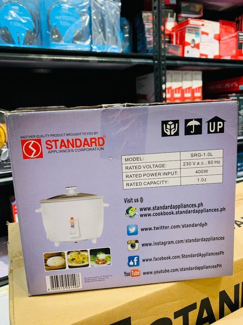 Standard 1.0L Automatic Rice Cooker SRG-1.0L, TV & Home Appliances ...