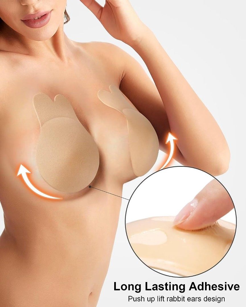 2 Pairs Push Up Strapless Self Adhesive Bra,invisible Backless Bra,  Reusable Breast Lift Up Bras For Women Wedding Dresses