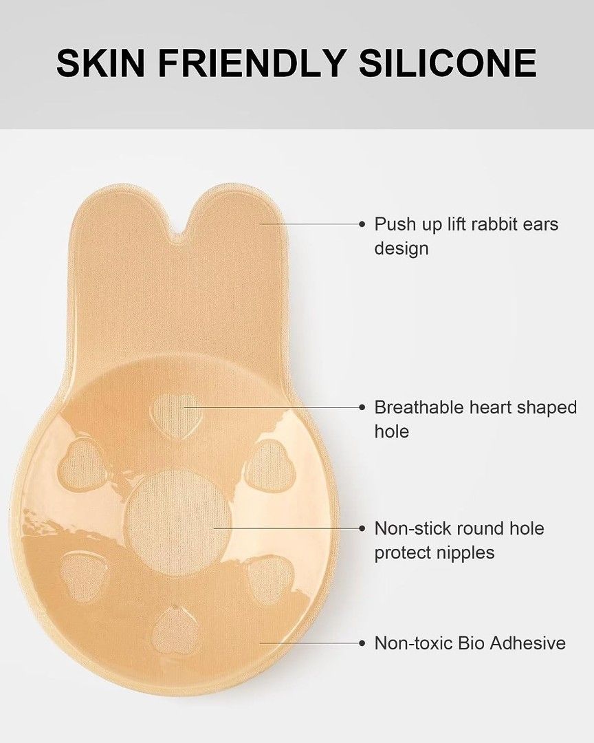 Women's Strapless Invisible Bra Silicone Self-Adhesive Push Up Rabbit  Sticky Bra
