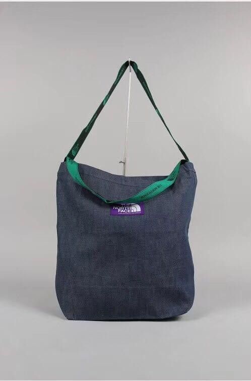 The north face purple label denim logo tape tote sale
