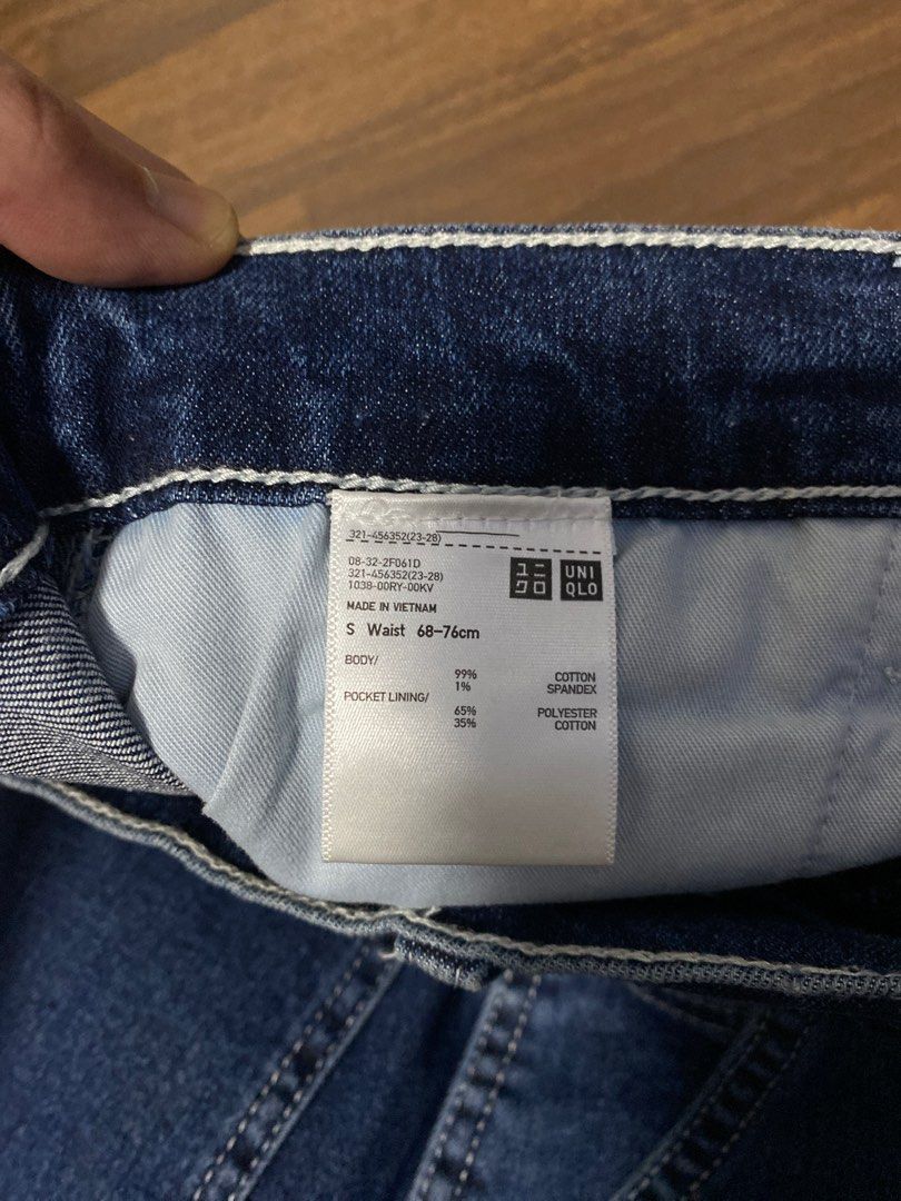 Uniqlo Wide Fit Work Pants Denim Blue, Men's Fashion, Bottoms, Jeans on