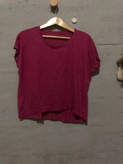 Uniqlo kaos oversize fuschia pink fanta