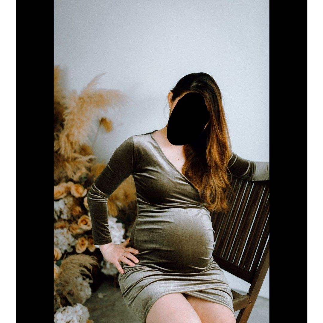 V neck long sleeve Bodycon Olive Green dress, Women's Fashion, Maternity  wear on Carousell