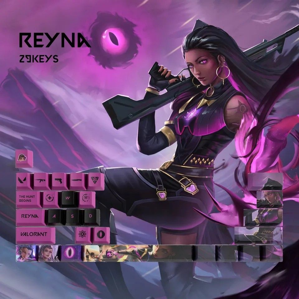 Keycaps Valorant Reyna Edition - 10 Touches PBT Profil OEM, AZERTY