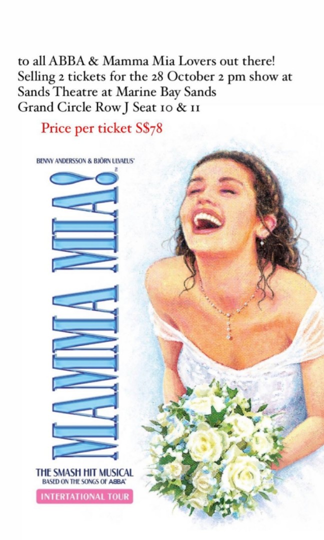 VERY CHEAP! MAMMA MIA MBS CONCERT MUSICAL BROADWAY SHOW 28TH OCT 2PM