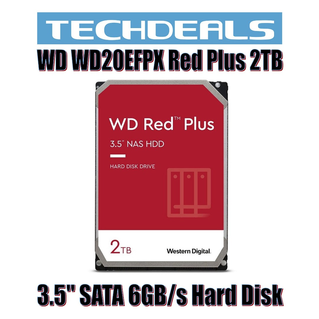 Western Digital 2TB, WD Red Plus NAS Hard Drive 3.5-Inch (WD20EFPX