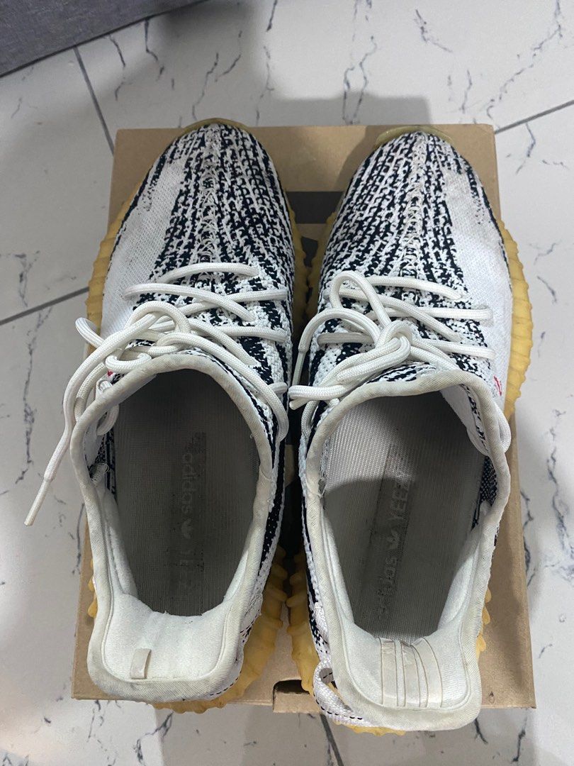 Yeezy zebra new arrivals white sole