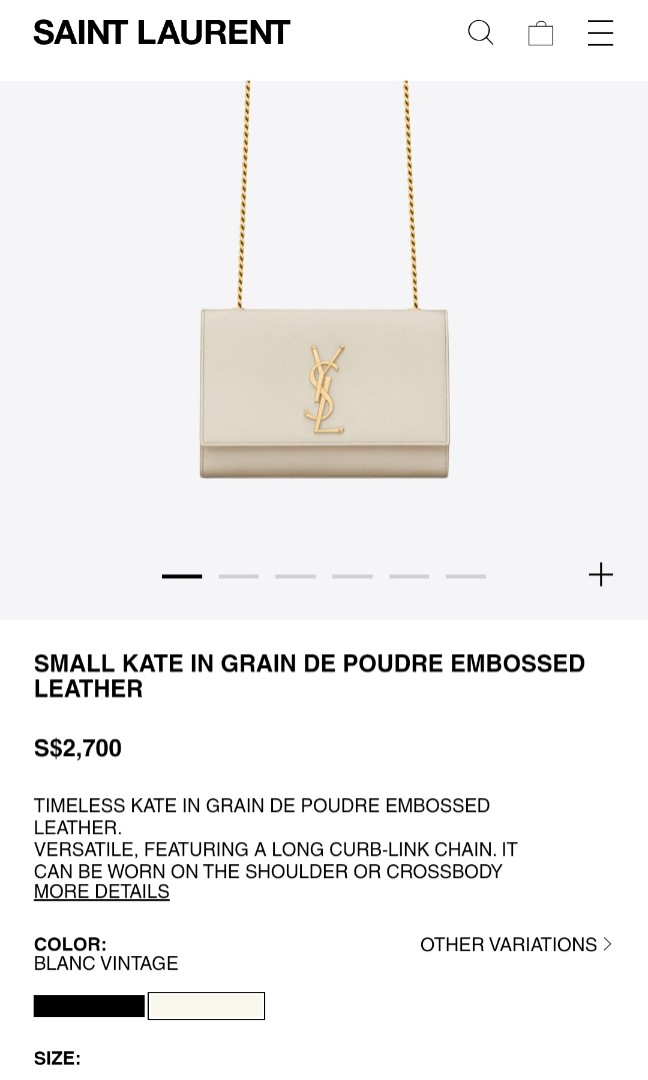 Saint Laurent Kate Small Bag In Grain De Poudre Embossed Leather