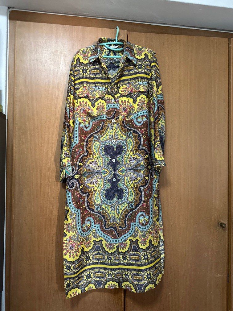 ZARA printed tunic with pockets NO BELT LAH, Women's Fashion