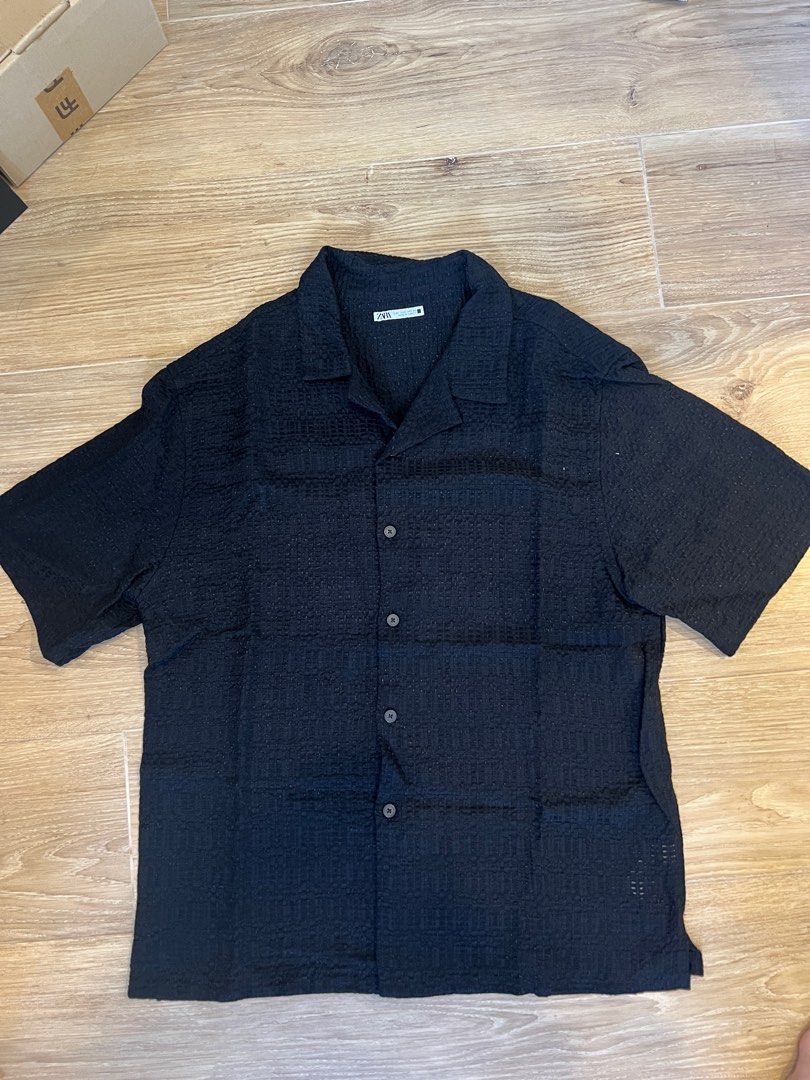 Zara short sleeve button down, 男裝, 上身及套裝, 西裝- Carousell