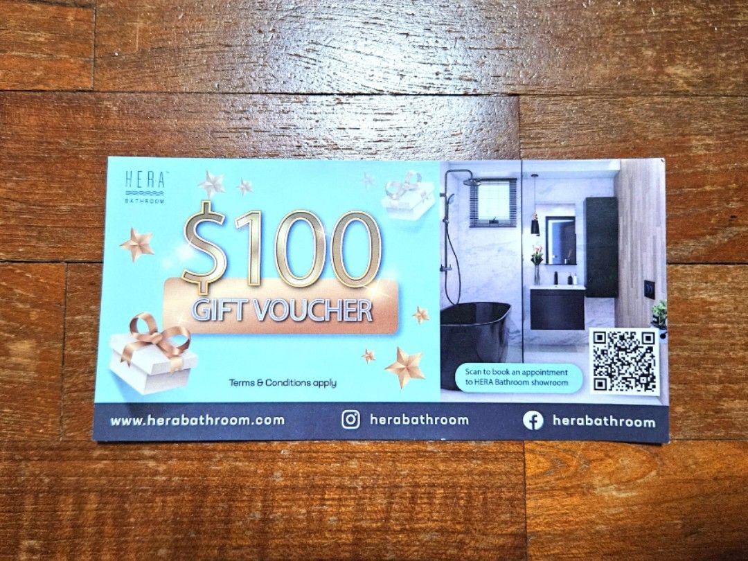 100 HERA Bathroom Gift Voucher, Tickets & Vouchers, Vouchers on Carousell