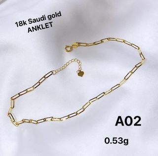 18k Paperclip Anklet 8.5-9.5"