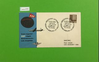 1954 Scandinavian Airlines (SAS) first flight cover, Copenhagen Denmark to Los Angeles USA