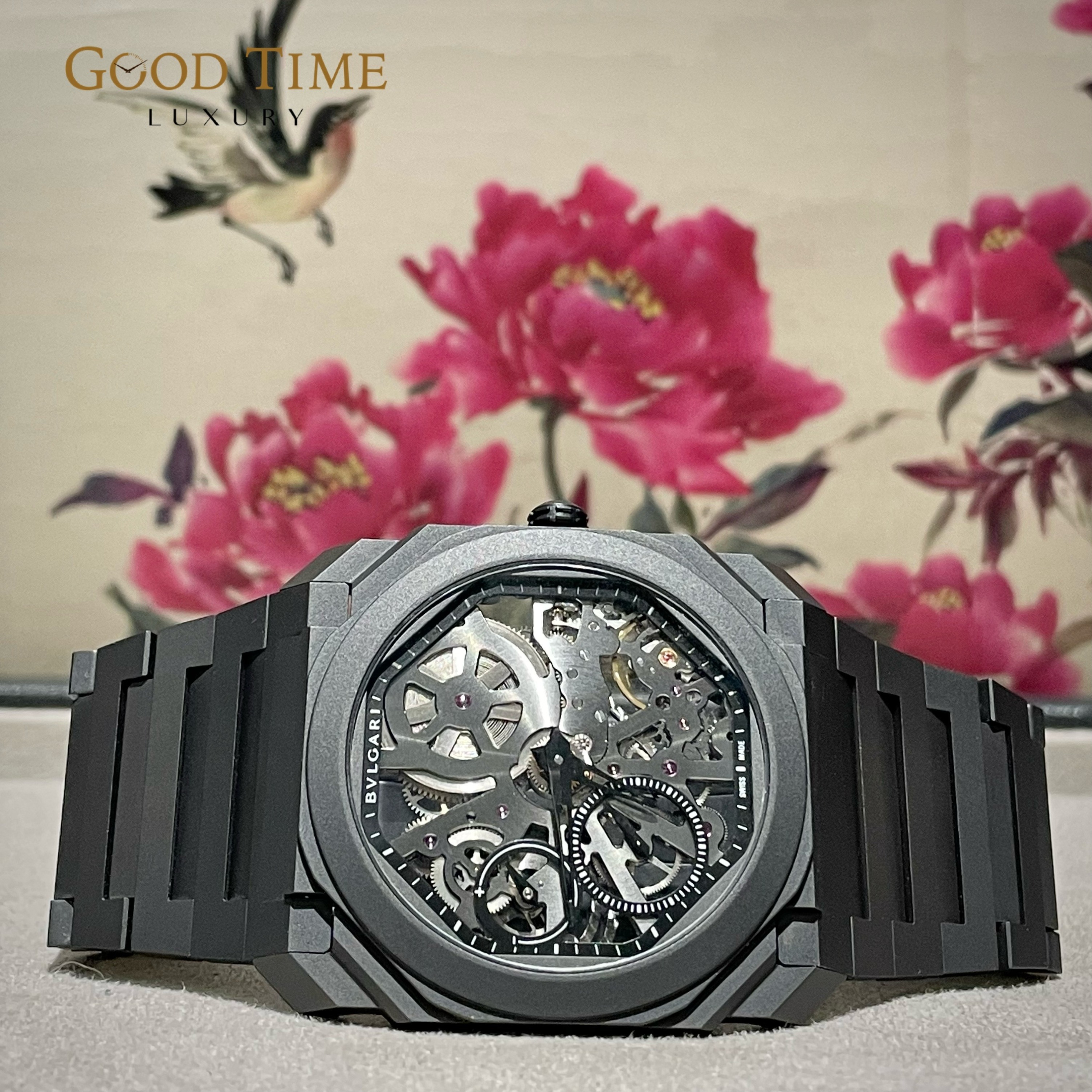 2022 DEC Bulgari Bvlgari OCTO FINISSIMO SKELETON WATCH CERAMIC Black 103126 40mm