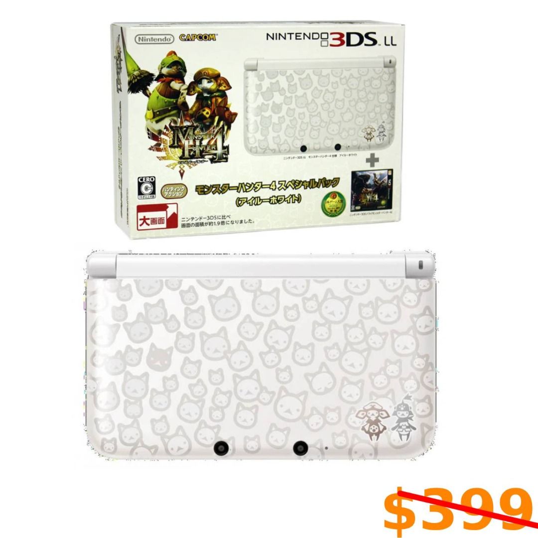 3DS LL Monster Hunter Console White (3200042) Brand New, Video