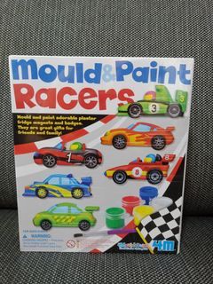 4M Mould and Paint Racers plaster fridge magnets STEM
