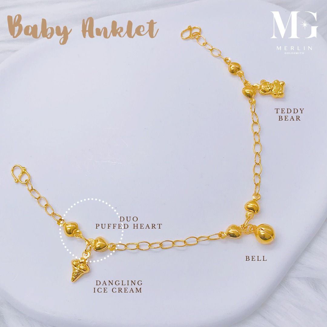 Baby ankle bracelet store with bells gold