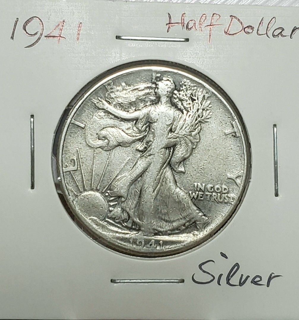 罕有早期美國老銀幣) 1941年美國行走女神半圓銀幣Walking Liberty Half Dollar 90% Silver  含90%純銀細節清晰, 其他, 其他- Carousell