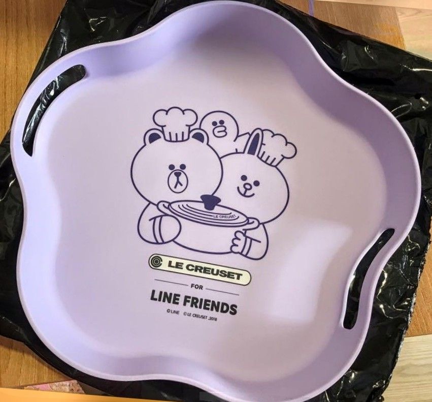 (包順豐) LE CREUSET x LINE FRIENDS x 711 7仔 別注版 花形托盤 Tray 熊大 Brown 兔兔Cony