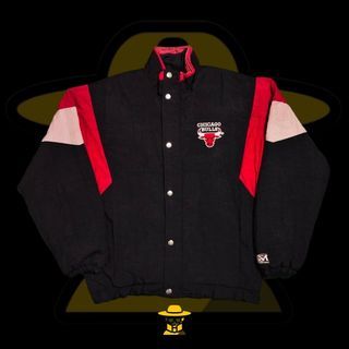 Vintage 90s Chicago Bulls Starter Pullover 1/2 Zip Button Jacket XL Jordan  NBA