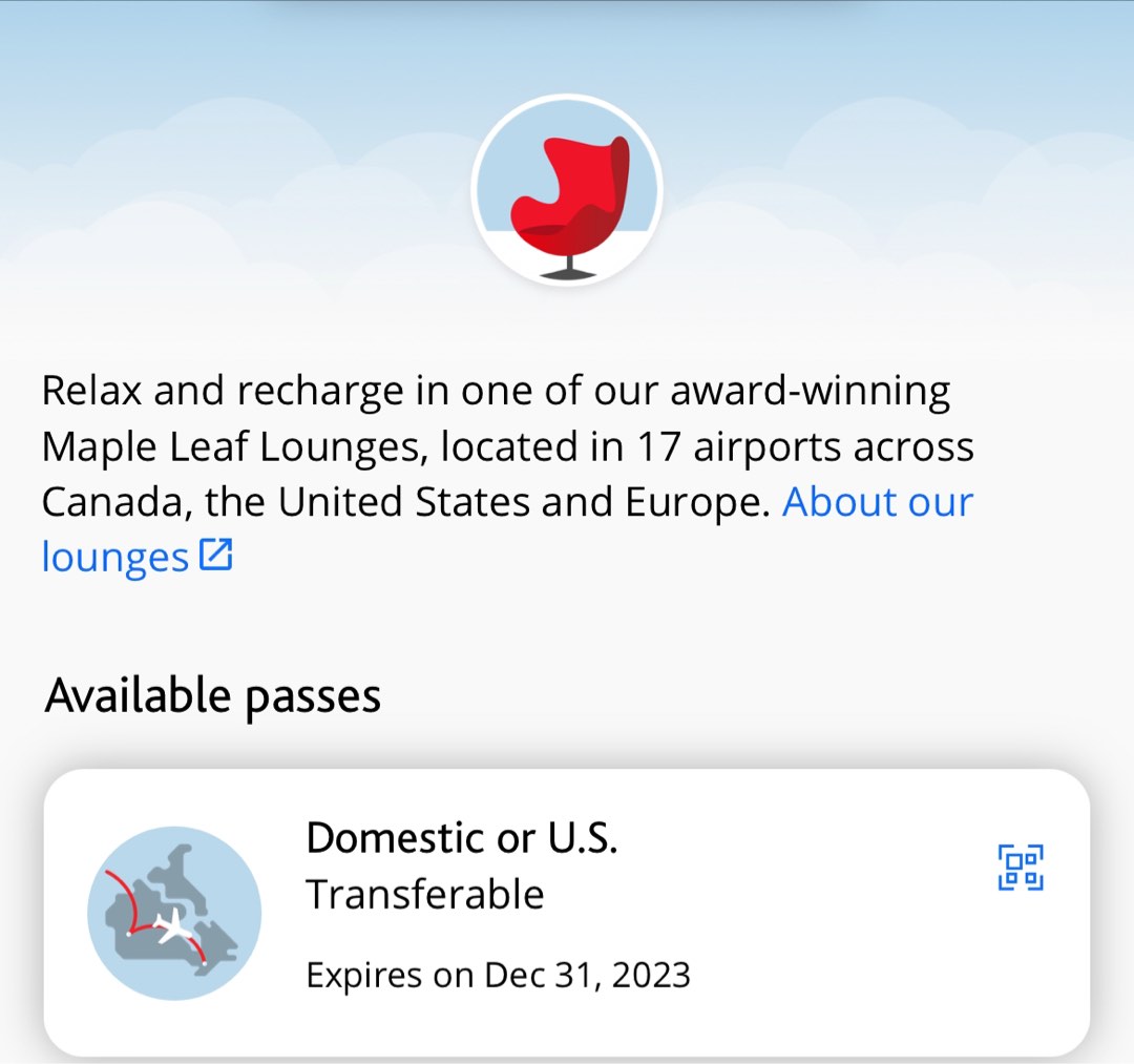 Air Canada Maple Leaf Lounge Pass, 門票＆禮券, 現金券、兌換券、禮券 Carousell