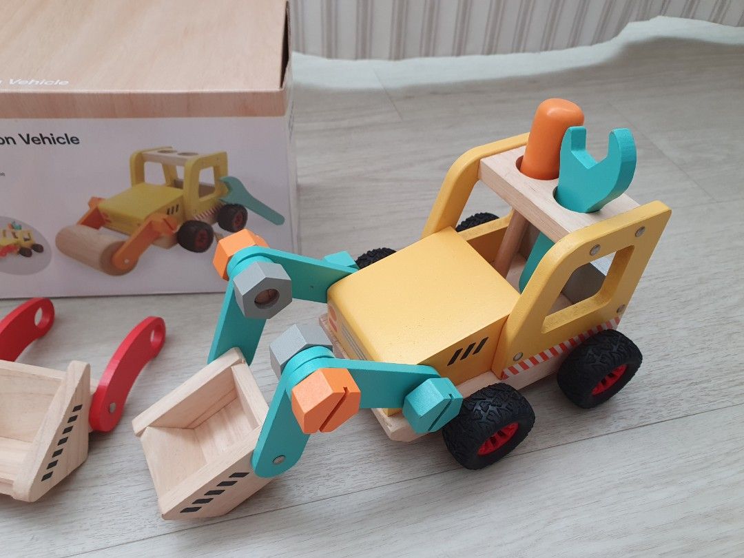 Anko kids DIY Wooden Construction Vehicle toy car tool set