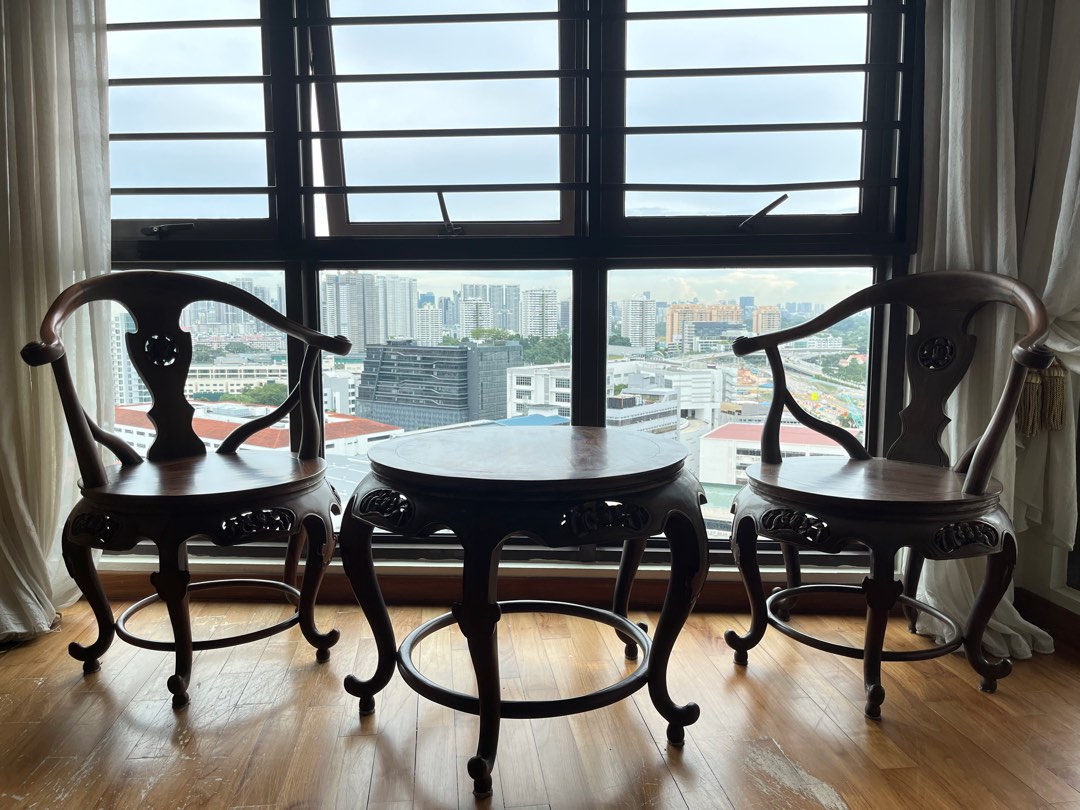 Antique design solid wood table and chair set, Furniture & Home Living, Furniture, Tables & Sets