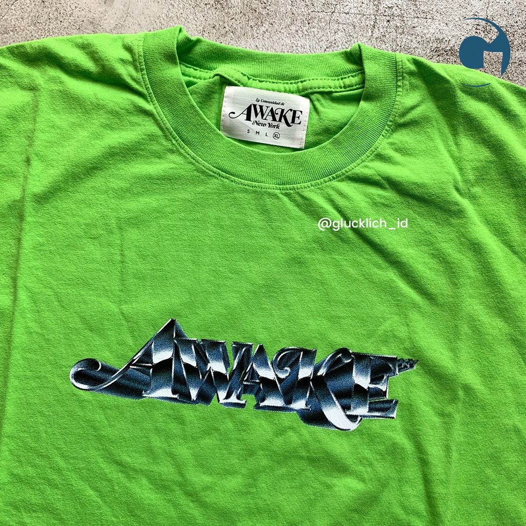 Awake NY, Chrome Logo Tee in Lime