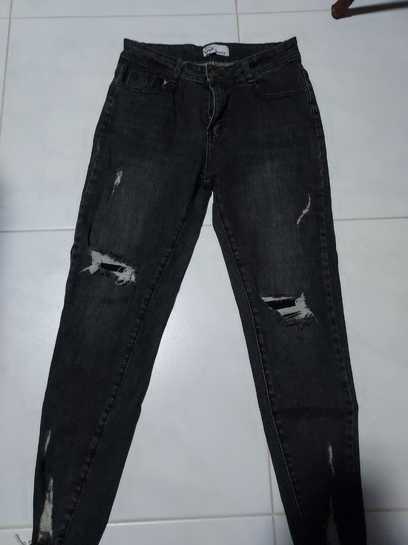 Girls black 2024 skinny ripped jeans